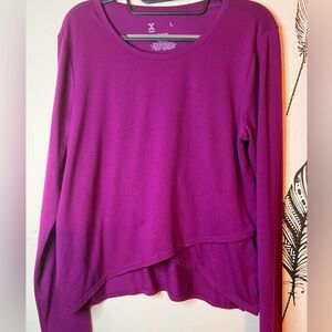 Xersion Workout Top Purple Cut‎ Out at Hem Quick Dry Rouging Sides Women’s Large